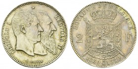 Belgium AR 2 Francs 1880 

Belgium, Kingdom. Leopold II (1865-1909). AR 2 Francs 1880 (27 mm, 9.94 g), 50th Anniversary of Independence. 
KM 39. 
...