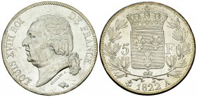 Louis XVIII, AR 5 Francs 1822 A, Paris 

France. Louis XVIII. AR 5 Francs 1822 A (24.94 g), Paris.
Gad. 614.

SUP.