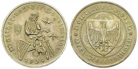 Deutschland, AR 3 Reichsmark 1930 A, Vogelweide 

 Deutschland . Weimarer Republik. AR 3 Reichsmark 1930 A (15.04 g). Walther von der Vogelweide.
A...
