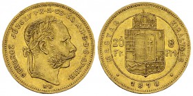 Hungary AV 20 Francs/8 Forint 1878 KB 

 Hungary . AV 20 Francs/8 Forint 1878 KB (6.43 g), Kremnitz.
KM 455.1.

Almost extremely fine.