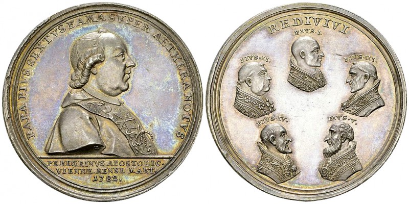 Pius VI AR Medal 1782, Visit to Vienna 

Papal States. Pius VI (1775-1799). AR...