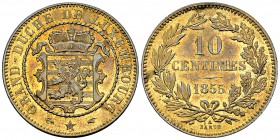 Luxembourg AE 10 Centimes 1855 A, Paris 

Luxembourg, Grand Duchy. Wilhelm III (1849-1890). AE 10 Centimes 1855 A (31 mm, 9.96 g), Paris. 
KM 23.1....