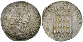 Honoré II AR Ecu 1653, rare 

Monaco. Honoré II (1604-1662). AR Écu 1653 (43 mm, 26.66 g).
Obv. HONO II D G PRIN MONOECI, Draped and armored bust t...