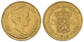 Netherlands AV 5 Gulden 1912 

 Netherlands . AV 5 Gulden 1912 (3.36 g). 
KM 151. 

 Scratch on obverse, otherwise, extremely fine.