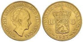Netherlands AV 10 Gulden 1927 

 Netherlands . AV 10 Gulden 1927 (6.71 g). KM 162. 
Almost uncirculated.
