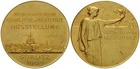 Görlitz, vergoldete AE Prämienmedaille 1905 

 Polen. Niederschlesien. Görlitz . Vergoldete AE Prämienmedaille 1905 (51 mm, 65.55 g), für verdienstv...
