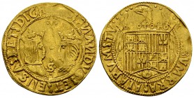 Spain AV Doble Excelente, Sevilla 

 Spain . Fernando y Isabel (1469-1504). AV Doble Excelente (1497-1504) (27 mm, 6.83 g), Sevilla.
Obv. Crowned b...