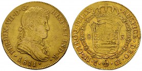 Ferdinando VII AV 8 Escudos 1811, Cadiz, rare 

Spain. Ferdinando VII (1808-1833). AV 8 Escudos 1811 (37 mm, 26.95 g), Cadiz.
Cal. 1; KM 470.

Ra...