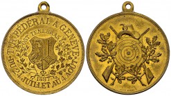 Genf, AE Medaille 1887, Tir fédéral 

Schweiz, Genf . AE Medaille 1887 (33 mm, 18.86 g), auf das Tir fédéral. 
Richter 643b.

Fast FDC.