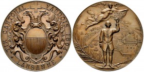 Lausanne, AE Medaille 1894, Tir cantonal vaudois 

Schweiz, Lausanne . AE Medaille 1894 (45 mm, 44.01 g), auf das Tir cantonal vaudois.
Richter 159...