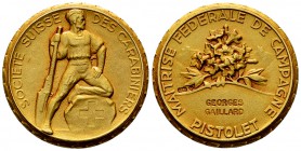 Schweiz, Vergoldete AR Schützenmedaille o.J. 

 Schweiz , Schützenmedaillen. Vergoldete AR Medaille o.J. (30 mm, 14.40 g), Société Suisse des carabi...