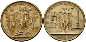 Genf, AE Medaille 1738 

 Schweiz, Genf . AE Medaille 1738 (54 mm, 92.21 g), auf die Beilegung der Unruhen von 1735-1738. Von Jean Dassier. 
Leu SM...