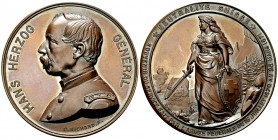 Schweiz, AE Medaille 1871 auf Hans Herzog 

 Schweiz, Eidgenossenschaft . AE Medaille 1871 (50 mm, 83.66 g), auf General Hans Herzog. Von C. Richard...
