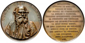Genf, AE Medaille 1893, auf Leo Tolstoi 

 Schweiz, Genf . AE Medaille 1893 (61 mm, 127.81 g), auf Leo Tolstoi. Von G. Hantz. 
Diakov 1085.1 (R²)....