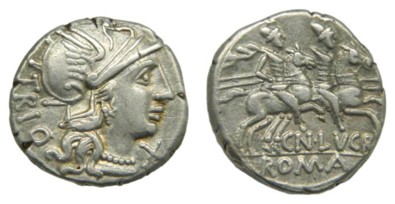 Cn. Lucretius Trio. 136 aC. Denario. Seaby Lucretia 1. 3,7 gr. AR.
EBC