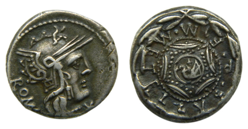 M. Caecilius Q. 127 aC. Denario. Seaby Caecilia 29a. 3,7 gr. AR. Rev: Escudo mac...