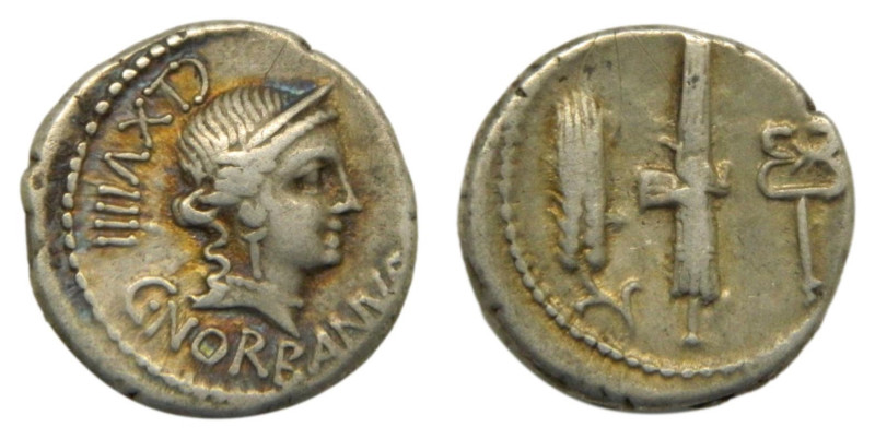 C. Norbanus. 83 aC. Denario. Cuño de anverso núm. CLXVIIII. 3,73 gr. AR.
MBC