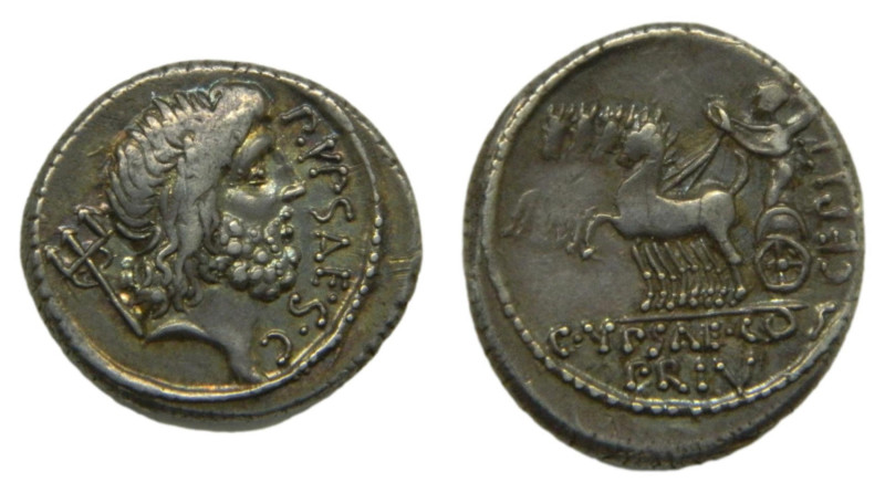 P. Plautius Hypsaeus. 58 aC. Denario. Sear 375. Seaby Plautia 11. 4,0 gr. AR. An...