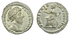 MARCO AURELIO, imperial romano . Denario. 165 d.C. Roma. (Ric-138). (Bmcre-368). (Rsc-481). Anv: M ANTONINVS AVG ARMENIACUS, cabeza laureada a derecha...