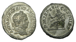 CARACALLA . Denario 213 dC. Aquileia (Ric 208) 2,63 gr. AR. Serapis saludando y con cetro.
EBC