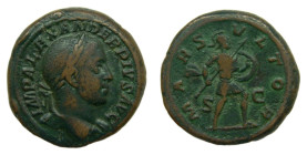 ALEJANDRO SEVERO, emperador. 222-235 dC. As. 13,1 gr. AE. Anv: IMP ALEXANDER PIVS AVG. Rev: MARS VLTOR S C. Marte avanzando a la derecha.
MBC