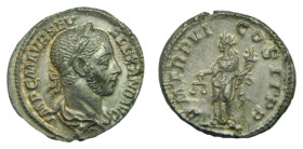 ALEJANDRO SEVERO. Denario. (AR. 3,53gr/19mm). 227 dC Roma. (RIC 64). Anv: Busto laureado y drapeado de Alejandro Severo a la derecha, alrededor de la ...