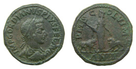 GORDIANO III, emperador. 238-244 dC. AE28. Viminacium (Moesia, Serbia). 19,8 gr. AE. Anv: IMP GORDIANVS PIVS FEL AVG. Rev: P M S C COL VIM AN III. Moe...