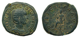 OTACILIA SEVERA. Sestercio. (AE. 21,82 gr / 33 mm). 244-249 dC Roma. (RIC 209a). Anv: Busto drapeado y diadémico de Otacilia Severa a la derecha, alre...