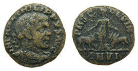 FILIPO I, emperador. 244-249 dC. AE28. Viminacium (Moesia, Serbia). 14,2 gr. AE. Anv: IMP M IVL PHILIPPVS AVG. Rev: P M S C COL VIM AN VI. Moesia de p...