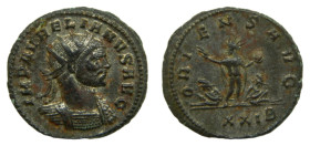 AURELIANO, emperador. 270-275 dC. Antoniniano. Roma. 3,1 gr. BI. Anv: IMP AVRELIANVS AVG. Rev: ORIENS AVG. El sol en pie, entre dos cautivos.
EBC