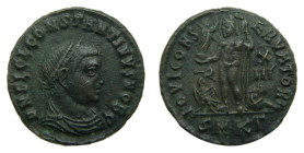 CONSTANTINO II, césar con Constantino I. 317-337 dC. Follis. Cyzicus (Turquía). RIC 19 (R3). 2,4 gr. AE. Anv: D N FL CL CONSTANTINVS NOB C. Rev: IOVI ...