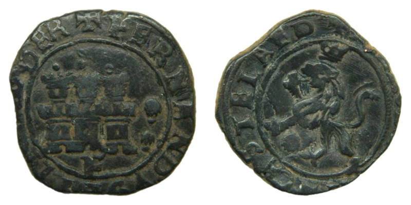 A nombre de los Reyes Católicos (1492-1556). 2 Maravedís. La Coruña - F. AE. Dos...