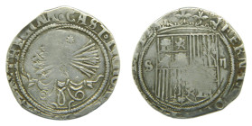 Reyes Católicos (1474-1504). SF. 2 Reales. Sevilla (AC 516). 5,76 gr AR.
MBC