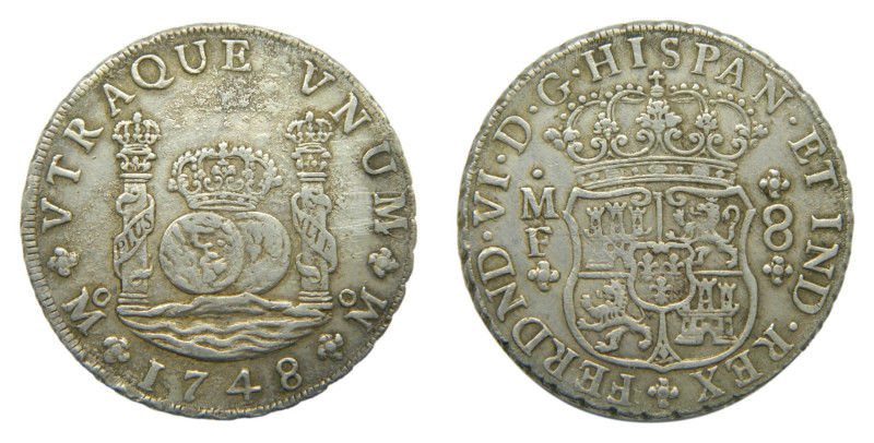 Fernando VI (1746-1759). 8 Reales 1748 MF. México. 27,03 gr. AR. Columnario. (AC...