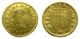 Fernando VI (1746-1759). 1/2 Escudo. 1758 JB. Madrid (AC 564). AU 1,76 gr.
MBC+