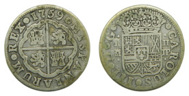 Carlos III. 1759. 2 Reales. Madrid - JP. AR. (AC 607). Primer año de reinado. Escasa.
MBC-