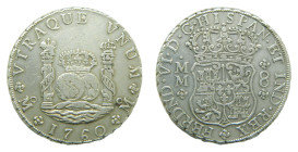 Carlos III (1759-1788). 8 Reales. 1760 MM. México. Columnario. 26,94 gr. AR. (AC1073)
MBC