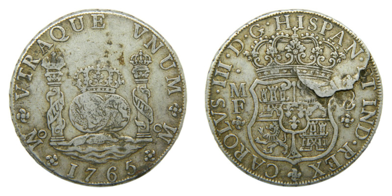 Carlos III (1759-1788). 8 Reales. 1765 MF. México. Columnario. 26,82 gr. AR (AC1...