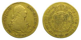 Carlos IV (1788-1808). 1795. MF. 2 Escudos. Madrid. (AC 1285). 6,66 gr. AU.
BC