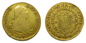 Carlos IV (1788-1808). 1801. FA/MF. 2 Escudos. Madrid. (AC 1302). 6,73 gr. AU.
MBC