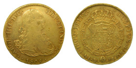 Carlos IV (1788-1808). 1808 PJ. 8 Escudos. Potosí (AC 1714). 26,98 gr. AU.
MBC
