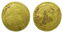 Carlos IV (1788-1808). 1802 JJ. 8 Escudos. Santa fe de Nuevo Reino (AC 1740). A27,01 gr. AU. Limpiada.
MBC-