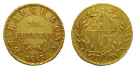 José Napoleón. 20 Pesetas. 1813. Barcelona (AC55). 6,71 gr. AU.
EBC-