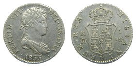 Fernando VII (1808-1833) 1 Real. 1833 AJ Madrid. (AC 596). 2,97 gr. AR.
EBC