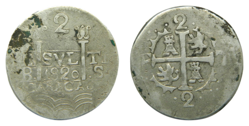 Fernando VII. 1820. 2 Reales. Caracas. AR. Quizás una falsificación de época rea...