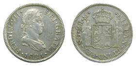 Fernando VII (1808-1833). 2 Reales. 1821 NG. Guatemala (AC 804) 6,85 gr. AR.
EBC-