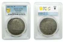 Fernando VII (1808-1833). 8 Reales. 1821 NG. Guatemala (AC 1236). PCGS AU55.
AU55