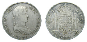 Fernando VII (1808-1833). 8 Reales. 1825 JL. Potosí (AC 1394). 26,89 gr. AR.
MBC