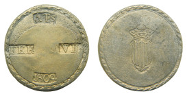 Fernando VII (1808-1833). 5 Pesetas. 1809. Tarragona. (AC.1429). 28,19 gr. AR. Limpiada. Oxidaciones.
BC