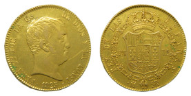 Fernando VII (1808-1833). 320 Reales. 1823 SR. Madrid (AC.1779). 27,01 gr. AU. Tipo cabezón. Muy rara. Parte de brillo original.
EBC-